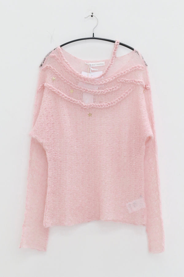 NAN KNITS 25 Autumn and Winter Three-dimensional Cable Hollow Sequin Cardigan NAN-N25AWJUM10PIN-FEN Pink